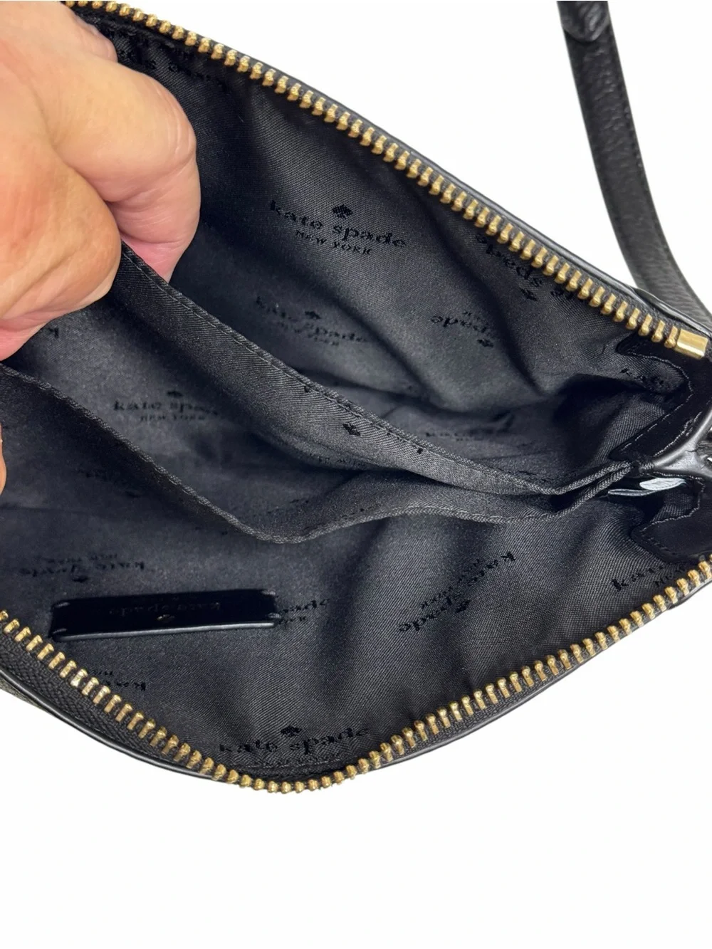 Kate Spade Lena Black Pebbled Leather Crossbody Bag, EUC, double compartment